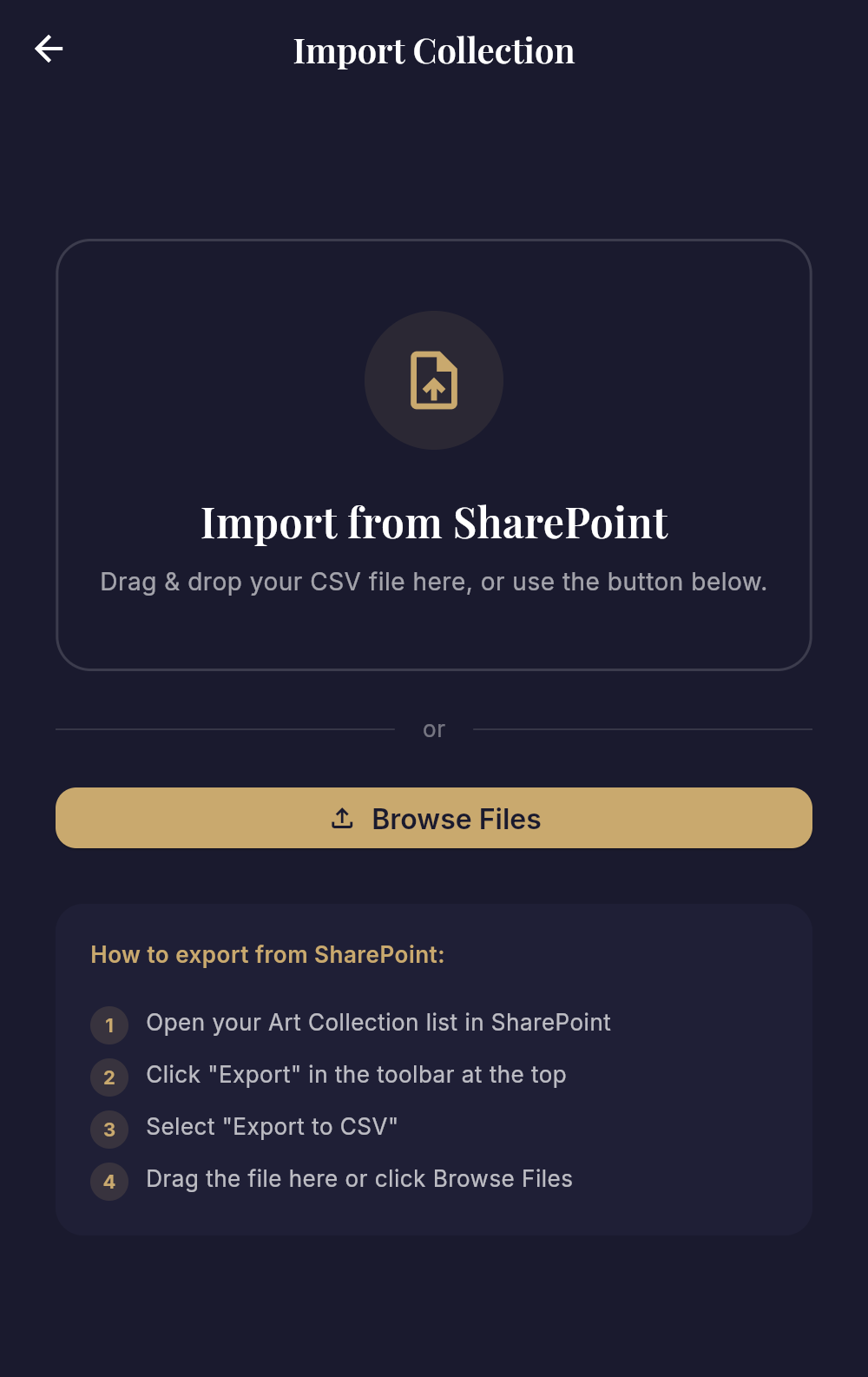 CSV import with drag and drop