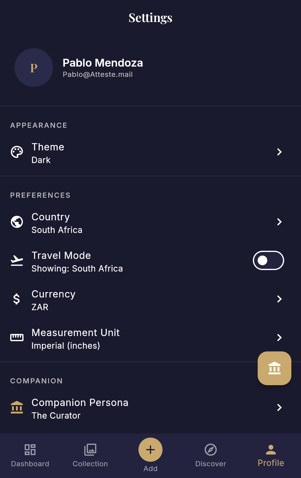 Travel Mode settings